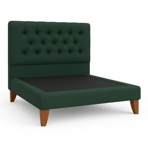 Ethan Desing - Cama Plaza Y Media Verde Botella Respaldo + Base