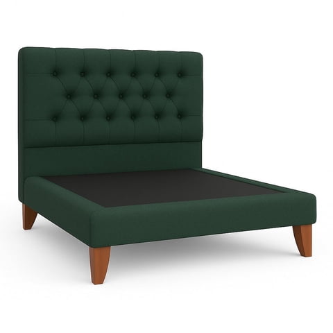 Ethan Desing - Cama Plaza Y Media Verde Botella Respaldo + Base