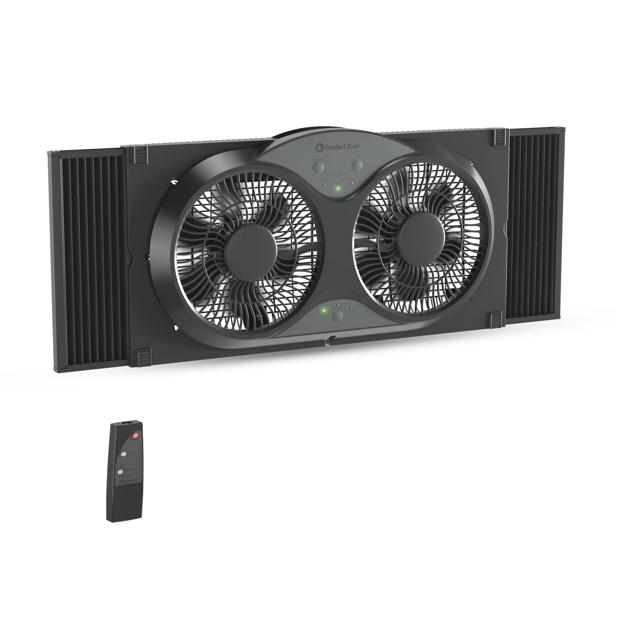 Ventilador De Ventana Comfort Zone De 9" Doble Reversible Con Control Remoto, 120 V