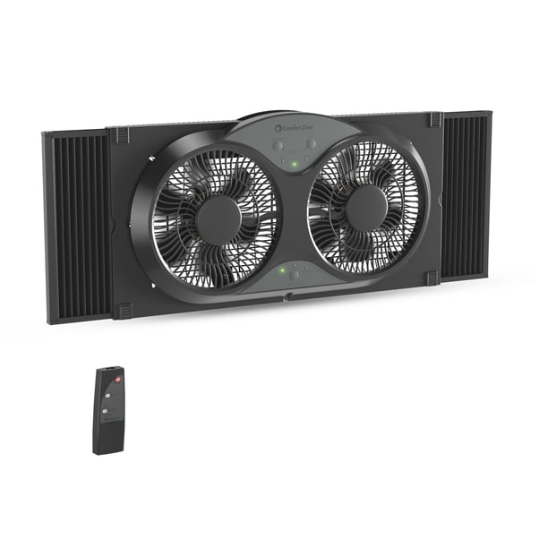 Ventilador de ventana Comfort Zone de 9" doble reversible con control remoto, 120 V