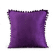 thumbnail image 1 of Pack de 2 Fundas de Cojines Terciopelo con Pompones 45x45 cm Morado, 1 of 2