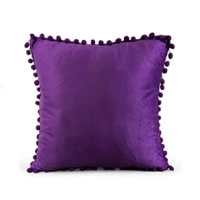 Genérico - Pack De 2 Fundas De Cojines Terciopelo Con Pompones 45X45 Cm Morado