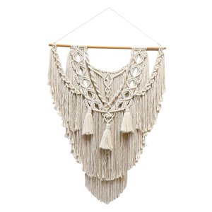 Magideal - Colgante De Pared De Macramé Elegante Colgante De Tapiz Bohemio Tejido A Mano De Dormitorio Único