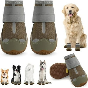 Veat00L - Zapatos Para Perros, 4 Juegos De Botas Para Perros Transpirables Y Antideslizantes, Con Correas Reflectantes Y Ajustables, Zapatos Para Perros Pequeños Y Medianos Y Grandes