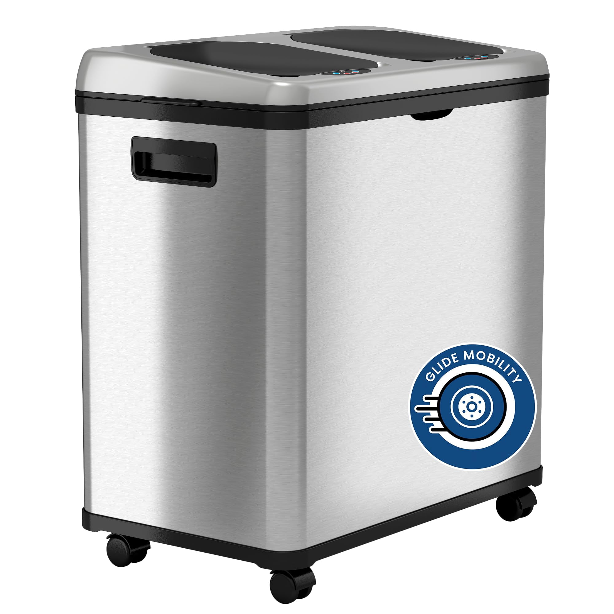 Cubo De Basura Itouchless 61 L Con Ruedas, Acero Inoxidable, 2 Compartimentos