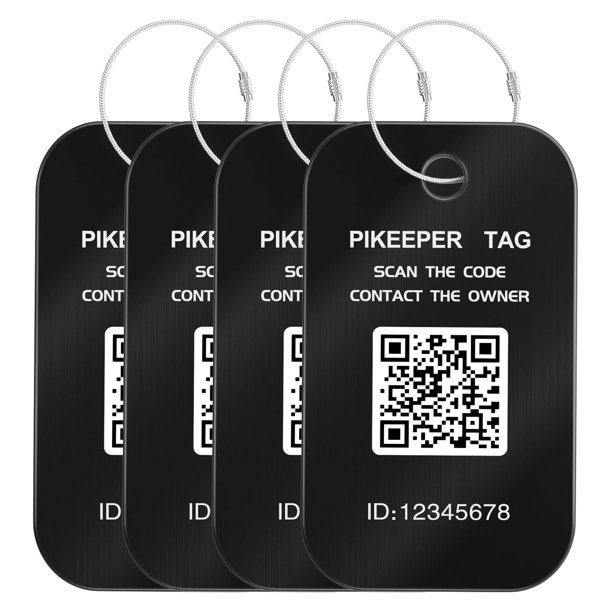Etiquetas inteligentes para equipaje PIKEEPER con código QR, paquete de 4, impermeables