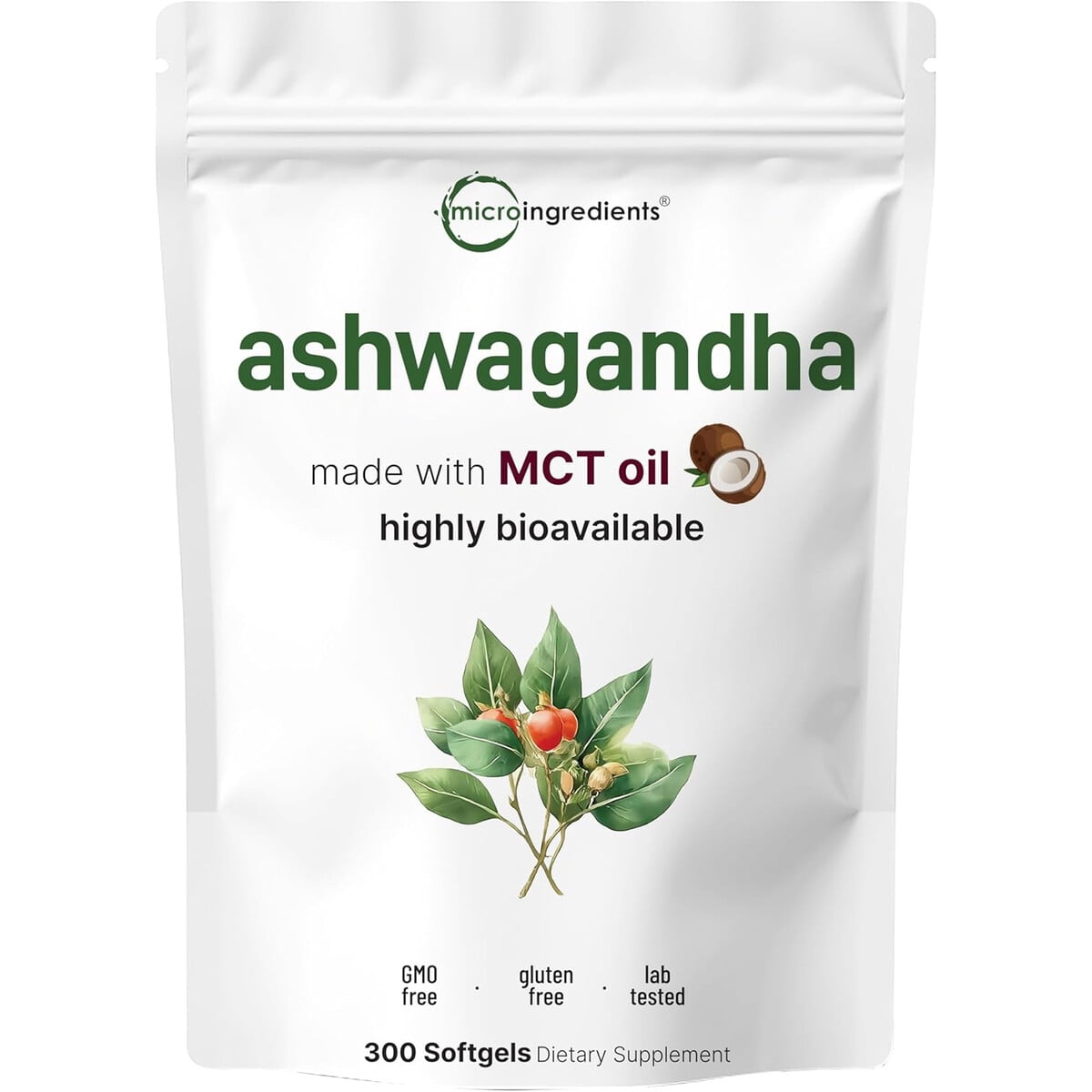 Ashwagandha Micro Ingredients 300 Capsulas MCT Aceite Pimienta | Lider