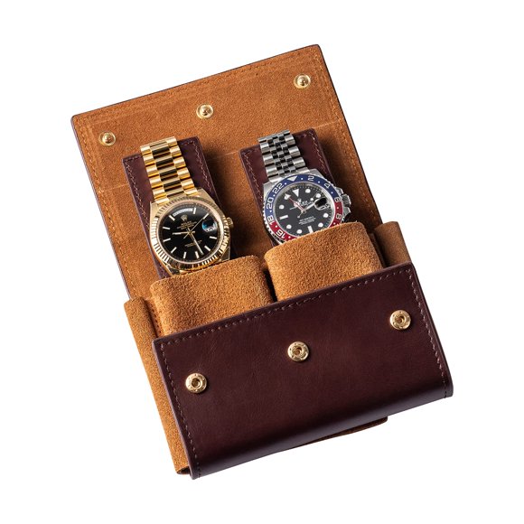 Funda de viaje para relojes, de piel auténtica, de QWATCHBANDS