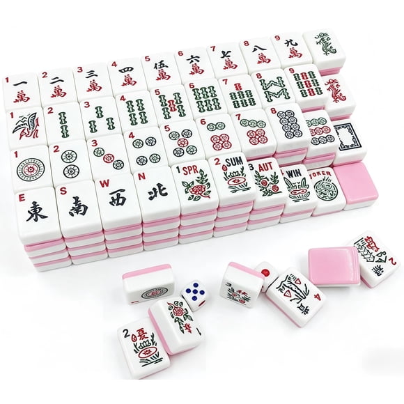 Juego de Mahjong ZJXYM 166 Fichas Rosadas 3x2.3x1.3 cm