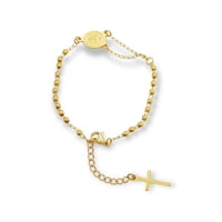 Elbauldejuma - Pulsera Ajustable Rosario Camandula San Benito Chapado Oro