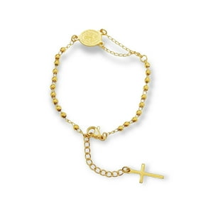 Elbauldejuma - Pulsera Ajustable Rosario Camandula San Benito Chapado Oro
