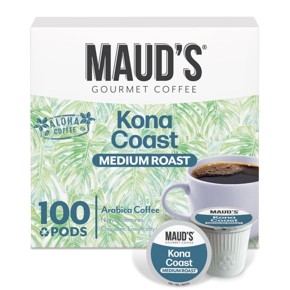 Café Maud's Kona Coffee, 100% arábica, 100 unidades, tostado medio