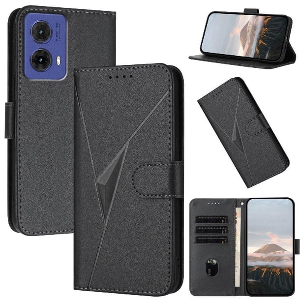 Funda Cartera Fibra de Carbono para Motorola MOTO G85 5G con Soporte y Cierre Magnético Negro