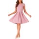 thumbnail image 1 of Vestido de tweed a cuadros INSPIRE CHIC para mujer con cuello redondo y manga corta, vestido vintage de línea A con pliegues L Blanco Rosa, 1 of 5
