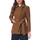 thumbnail image 4 of INSPIRE CHIC Abrigo Corto de Mujer para Invierno con Cuello Peter Pan, Doble Botonadura, Cinturón, Chaqueta Ajustada para Trabajo, Talla S, Marrón, 4 of 6