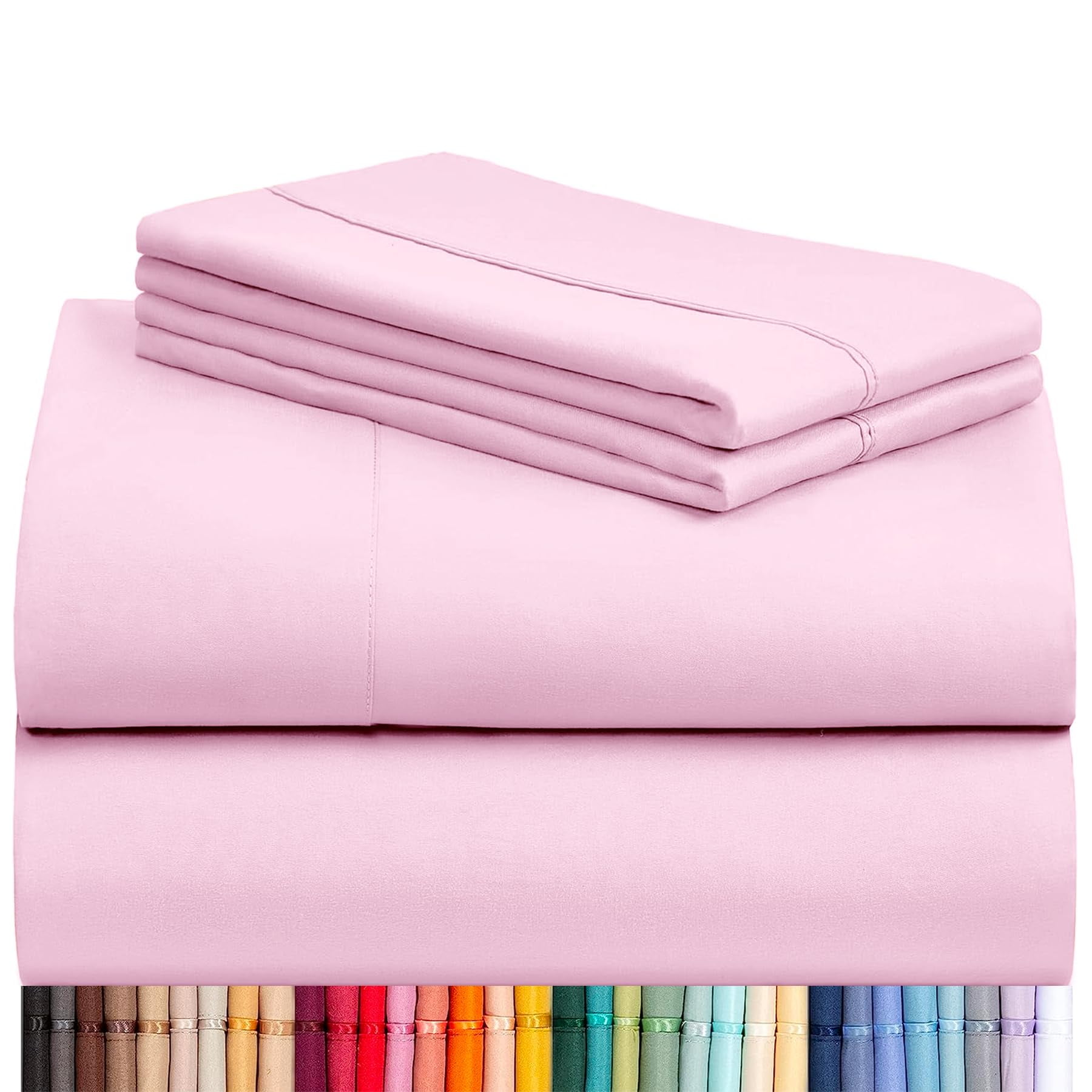 Juego De Sábanas Luxclub King De Bolsillo Profundo De 16" En Rosa Empolvado
