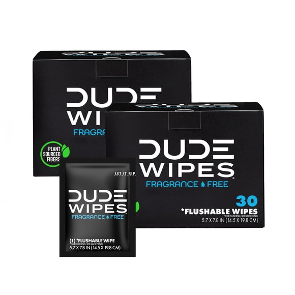 Toallitas desechables Dude On-The-Go, paquete de 2, 60 toallitas sin perfume