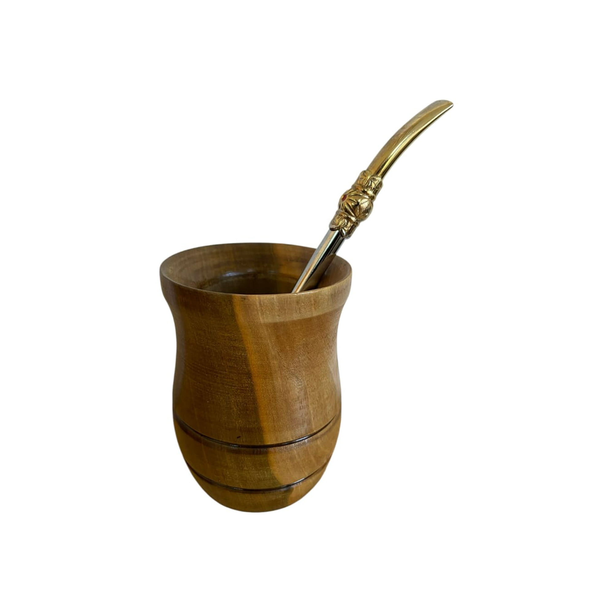 Tesoros Andinos - Mate De Madera Palo Santo Taza 100 Ml Con Bombilla