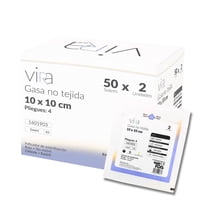 Genérico - Gasa Estéril No Tejida 10X10 50 Sobres X 2 (100U) Vira Blanco