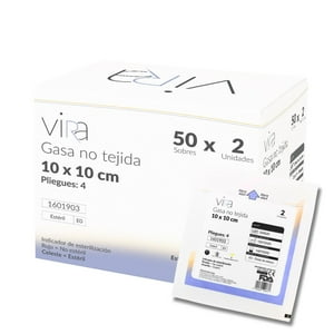 Genérico - Gasa Estéril No Tejida 10X10 50 Sobres X 2 (100U) Vira Blanco