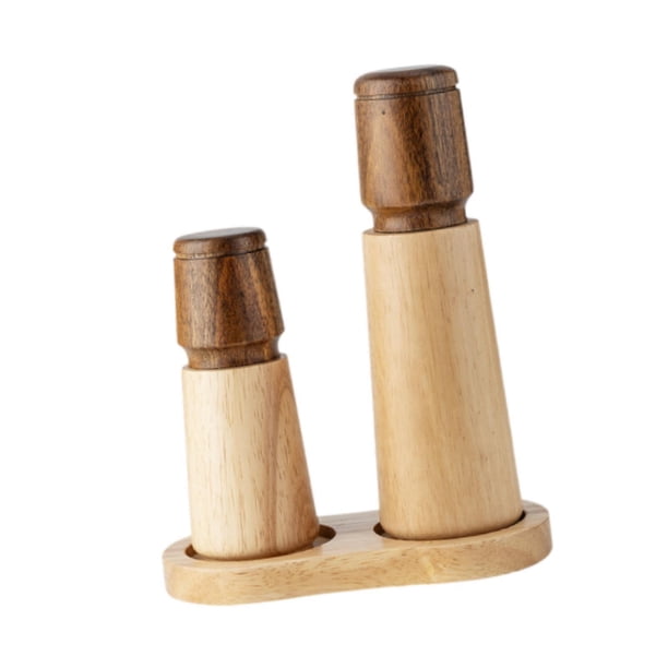 Manual de set de molinillo de pimienta con rotor de cerámica de molino de pimienta de pimienta de bandeja, molino de sal de madera multipropósito para