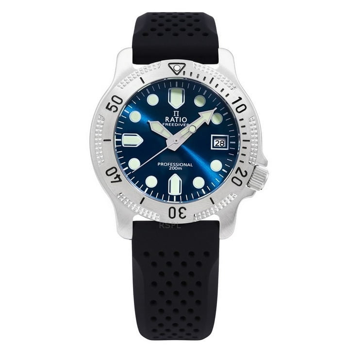 Reloj Ratio Freediver Reloj Profesional Para Hombre Con Esfera De Rayos De Sol Azul Zafiro Y Cuarzo Rtf023 200m
