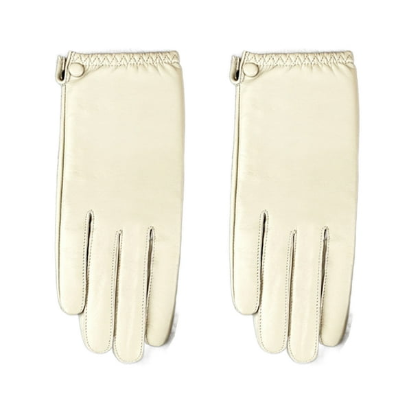 Guantes de piel auténtica para mujer, de primavera y otoño, finos, para pantalla táctil, para conducir, ciclismo, coche eléctrico, sencillos, de moda, cortos, de primera capa, de piel de oveja.