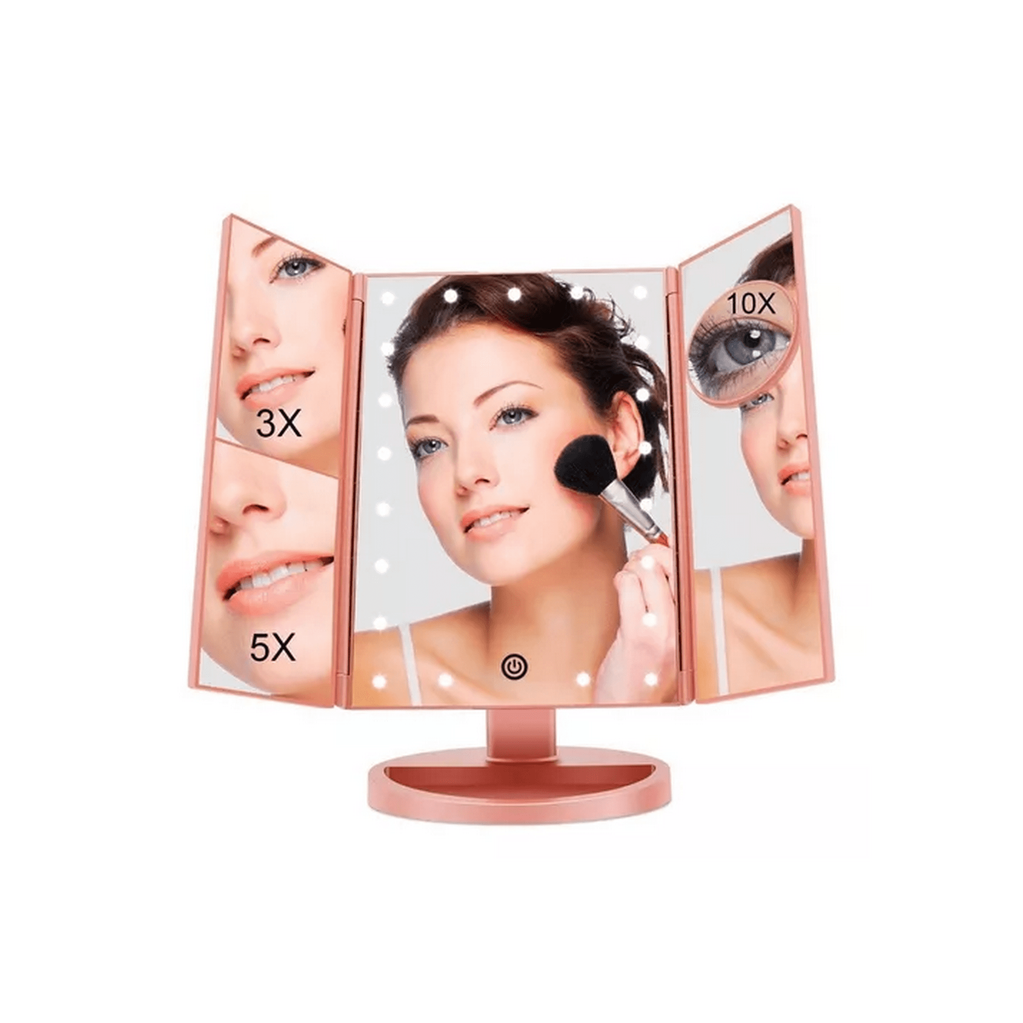 Genérico - Espejo Maquillaje 22 Luces Led Aumento X1, X2, X3, X10 Giratorio Rosa