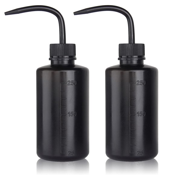Botella Melphoe 250 ml pack de 2 negra para lavado/agua, exprimible