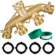 thumbnail image 1 of Divisor de manguera de jardín de latón (4 vías), conector de manguera de latón macizo de 3/4", adaptador de espiga de manguera, 4 válvulas con 4 arandelas de goma adicionales, 1 of 6