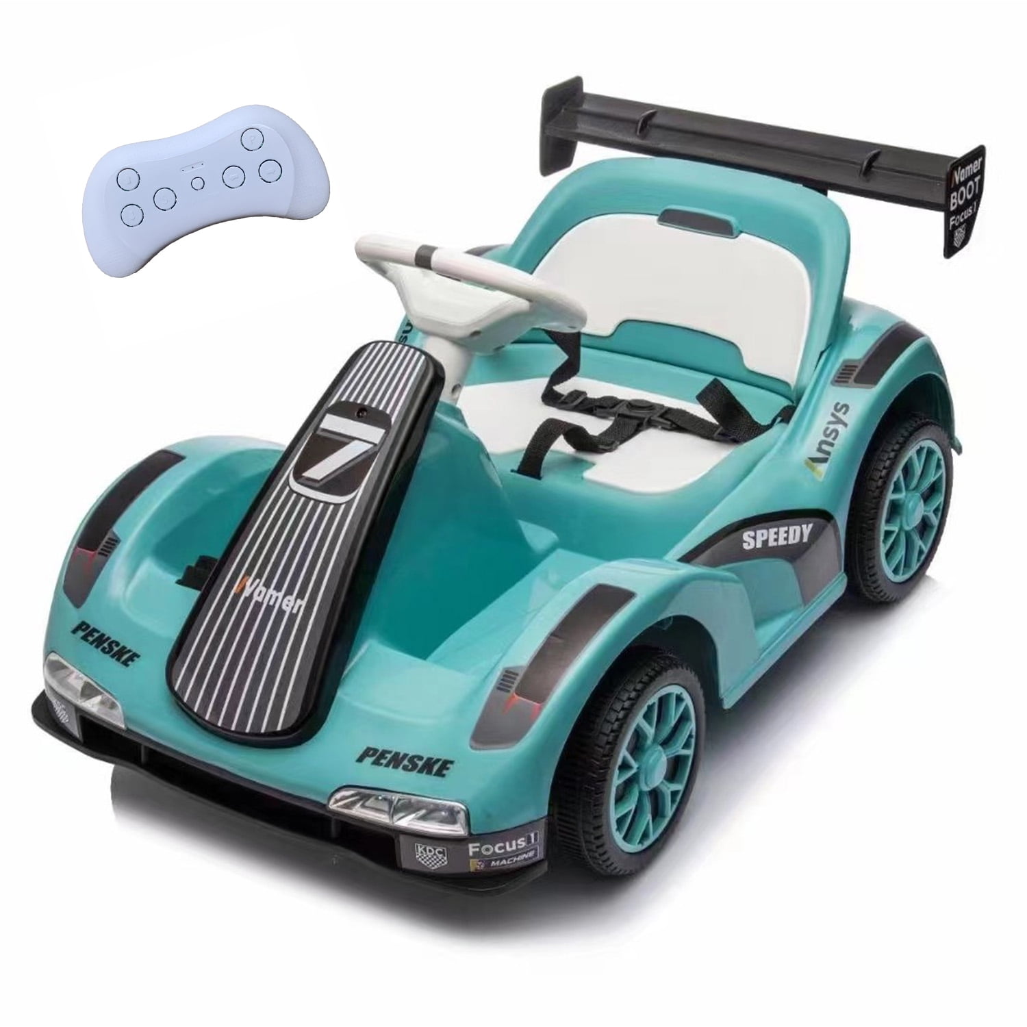 Mundo Online - Auto Electrico Niños Karting Con Control, Luz Y Sonido Turquesa