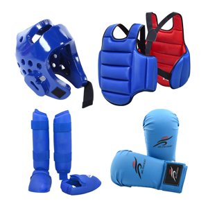 Ioensy - 4 Piezas Equipo De Karate Sparring Con Guantes De Boxeo Acolchados Protector De Cuerpo Engrosado S Azul