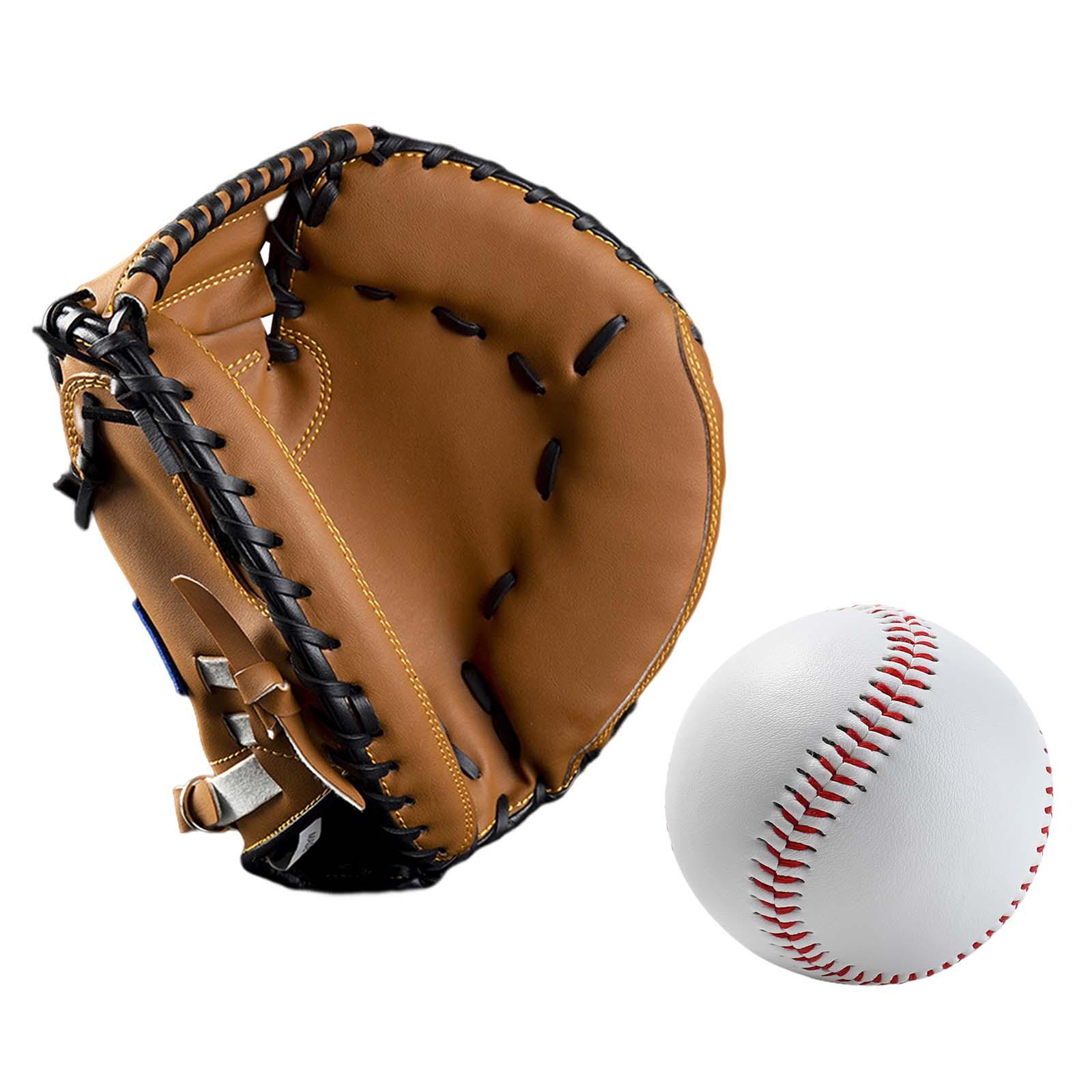 Magideal - Guantes De Receptor De Béisbol Guante De Béisbol Y Pelota 12.5 ""Pu Teeball Guante Guantes De Captura Para Práctica De Entrenamiento Unisex Principiant Marrón