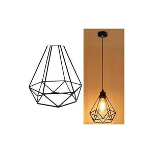 Tecnohogar.Cl - Lampara De Hierro Colgante Tipo Diamante + Ampolleta Vintage Negro
