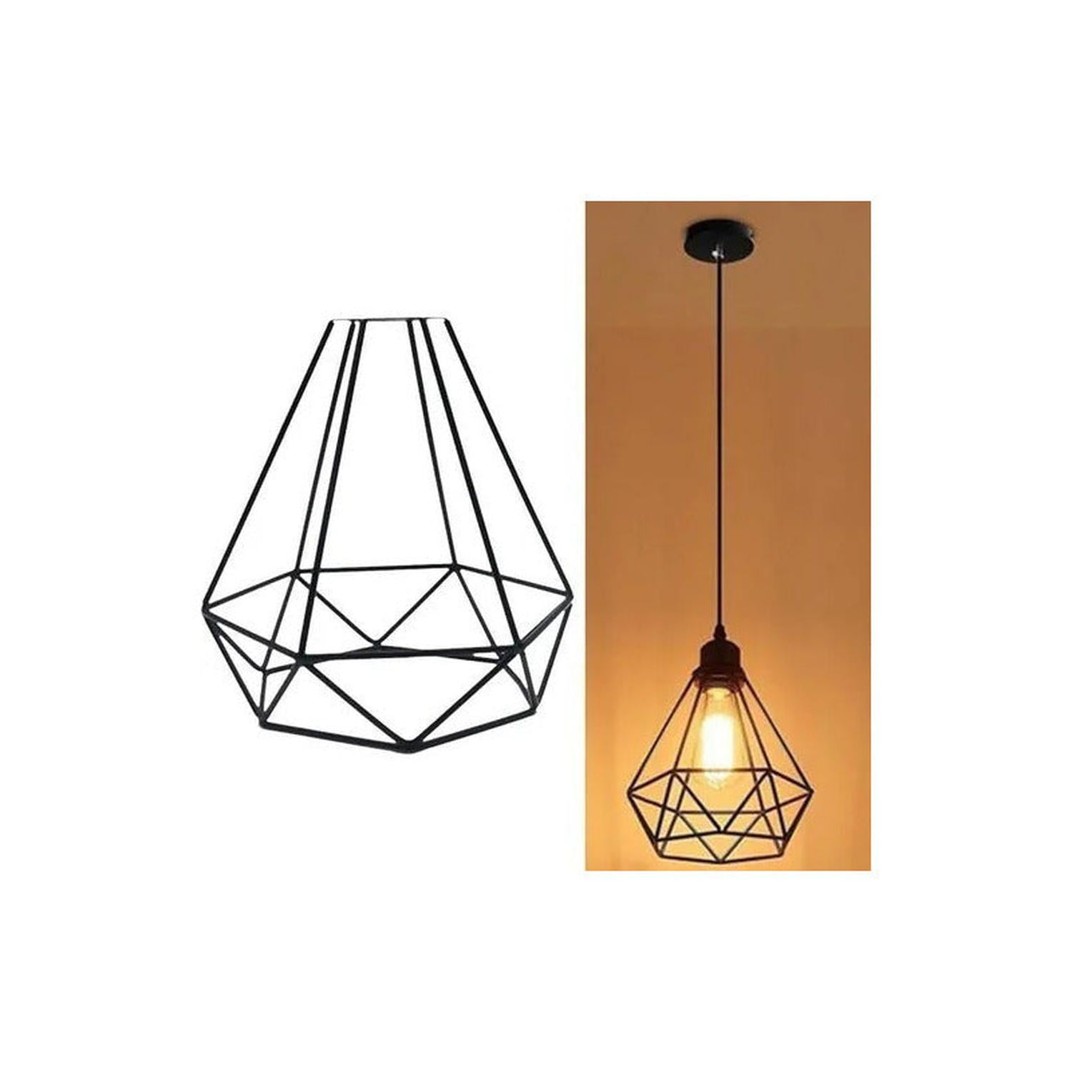 Tecnohogar.cl - Lampara De Hierro Colgante Tipo Diamante + Ampolleta Vintage Negro