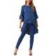 thumbnail image 2 of INSPIRE CHIC Blusa Asimétrica Casual de Mujer con Mangas 3/4 Acampanadas, Cuello Redondo, Espalda con Abertura y Dobladillo con Volantes S Azul Oscuro, 2 of 6