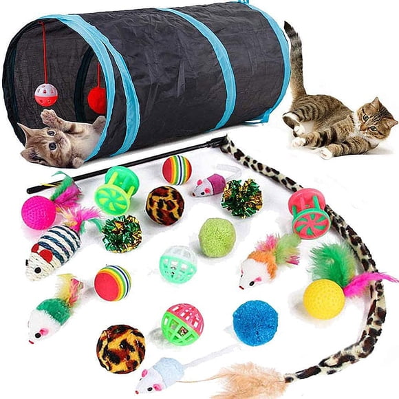 Juguete Plegable Con Plumas Tipo Túnel De Cat Toys 21 Unidades