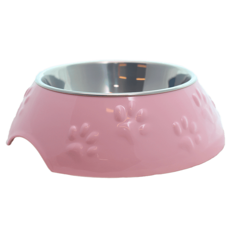 Plato Huellitas Rosado Para Perro L Mascan