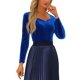 thumbnail image 4 of INSPIRE CHIC Tops de terciopelo de Halloween para mujeres con cuello de corazón elegante y mangas largas T-Shirt M Azul Real, 4 of 6