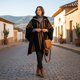 thumbnail image 2 of Poncho Clásico de Lana Premium OLKI - Negro Listado, 2 of 4