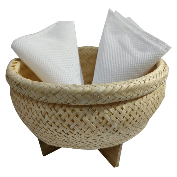 Cesta para cocinar arroz Heavens Tvcz Bamboo Thai, 1,1 L, con tela, 2 unidades
