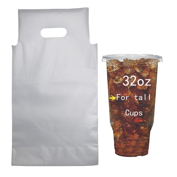 Portabebidas BGCLOUD para entrega, 950 ml, 100 bolsas de plástico transparente