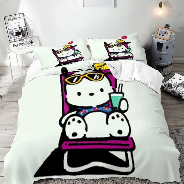 v2636 Bed Sheets Pochacco duvet cover pillowcase, home bedding set Delicate comforter sets for boys and girls, three-piece set xcm 3-Piece Bedding Set (1 Duvet Cover + 2 Pillow Shams) Bed Sheets ju263