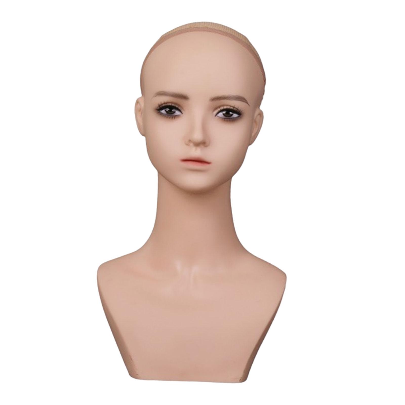 Ioensy - Cabeza De Maniquí Femenina, Cuello Largo, Maquillaje Facial, Cabeza De Muñeca Para Sombrero, Anteojos, Peluca