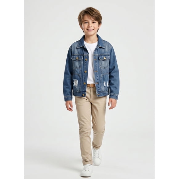 Chaqueta Mezclilla Ni o Juvenil Denim Destroyed Oversize