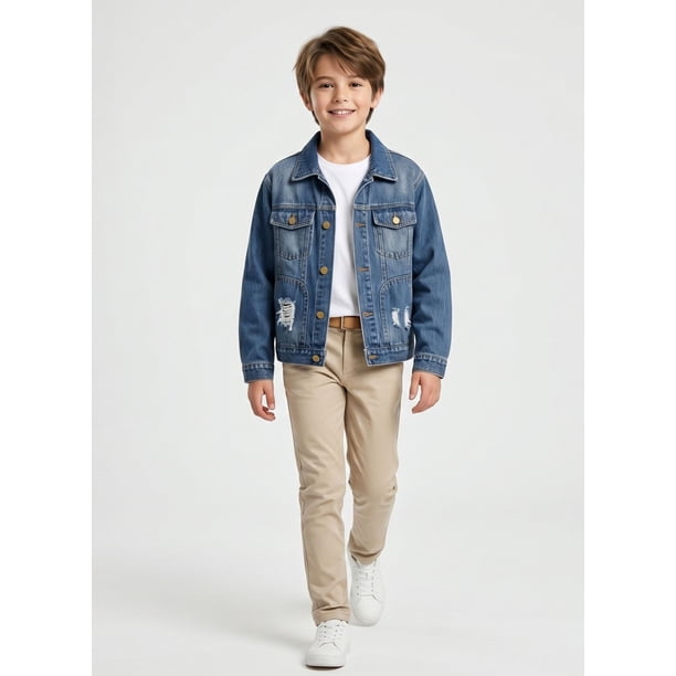 Chaqueta Mezclilla Ni o Juvenil Denim Destroyed Oversize