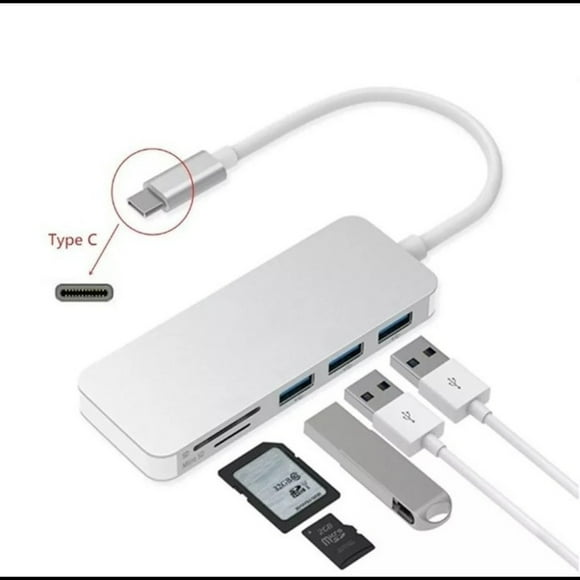 Adaptador Type C Tipo C 3 X Usb 3.0, Tf, Micro Sd