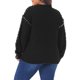 thumbnail image 3 of Suéter para Mujer Talla Grande Agnes Orinda con Costura de Contraste, Manga Larga, Cuello Redondo, Vintage Chic, Otoño Invierno, Tops de Punto, 3X Negro, 3 of 6