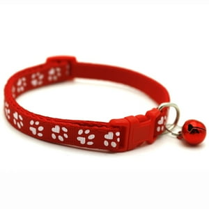 Genérico - Collar Huellita Con Cascabel Para Gatos Rojo