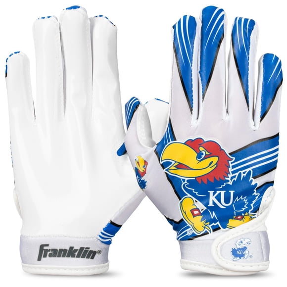 Guantes de receptor de fútbol Franklin Sports Kansas Jayhawks